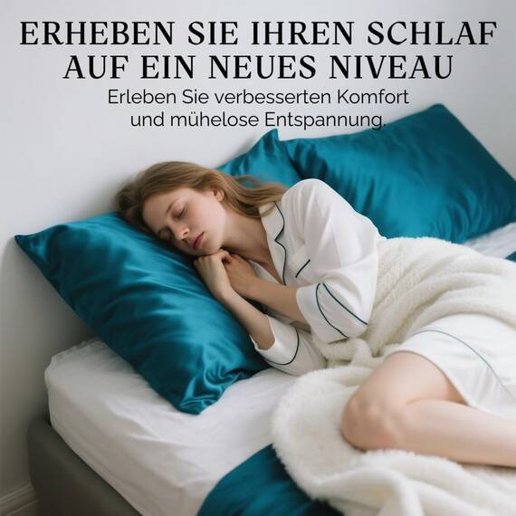 SeidenKissenbezug 80x80, Ravmix Kissenbezüge aus Seide für Haar und Haut, mit verstecktem Reißverschluss, beide Seiten Seide, Maulbeerseide Kopfkissenbezug 80x80, 1 Stück, Pfauenblau