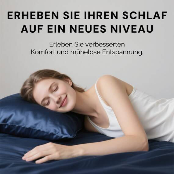 2er Set Seidenkissenbezug 40x80, Ravmix Kissenbezüge aus Seide, für Haar und Haut, mit verstecktem Reißverschluss, beide Seiten Seide, Maulbeerseide Kopfkissenbezug 40x80, 2 Stück, Marineblau