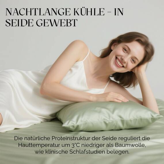 SeidenKissenbezug 80x80, Ravmix Kissenbezüge aus Seide für Haar und Haut, mit verstecktem Reißverschluss, beide Seiten Seide, Maulbeerseide Kopfkissenbezug 80x80, 1 Stück, Bohnengrün