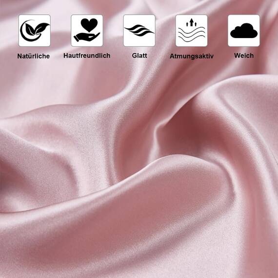SeidenKissenbezug 40x80, Ravmix Kissenbezüge aus Seide, für Haar und Haut, mit verstecktem Reißverschluss, beide Seiten Seide, Maulbeerseide Kopfkissenbezug 40x80, 1 Stück, Rosa