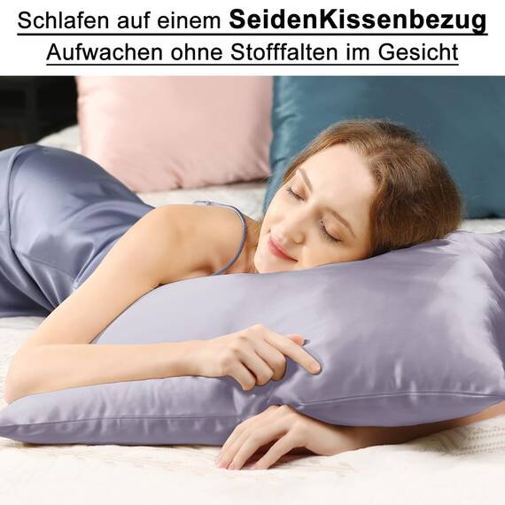 SeidenKissenbezug 40x60, Ravmix Kissenbezüge aus Seide für Haar und Haut, mit verstecktem Reißverschluss, beide Seiten Seide, Maulbeerseide Kopfkissenbezug 40x60, 1 Stück, Flieder