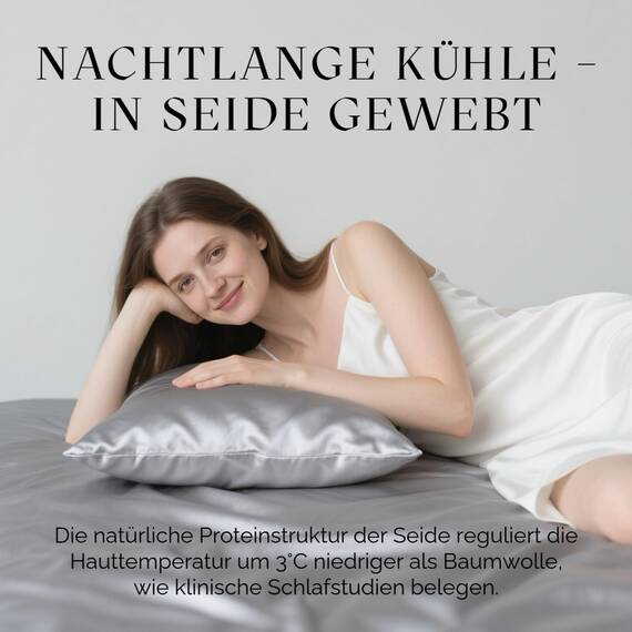 2er Set Seidenkissenbezug 40x80, Ravmix Kissenbezüge aus Seide, für Haar und Haut, mit verstecktem Reißverschluss, beide Seiten Maulbeerseide Kopfkissenbezug 40x80, 2 Stück, Silbergrau