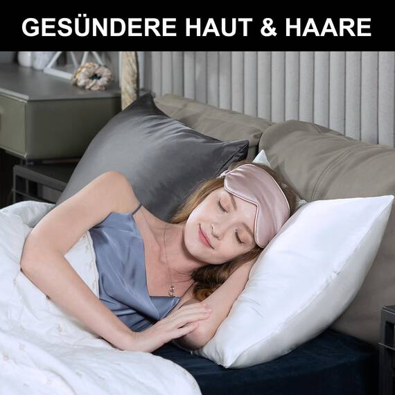 2er Set Seidenkissenbezug 40x60, Ravmix Kissenbezüge aus Seide, für Haar und Haut, mit verstecktem Reißverschluss, beide Seiten Seide, Maulbeerseide Kopfkissenbezug 40x60, 2 Stück, Weiß