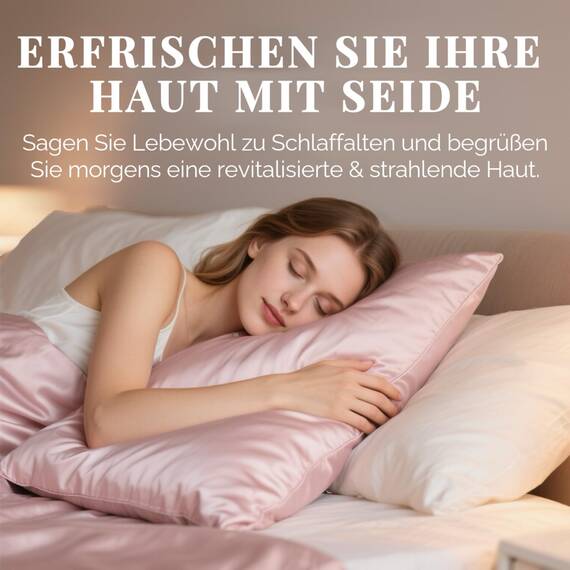 2er Set Seidenkissenbezug 40x60, Ravmix Kissenbezüge aus Seide, für Haar und Haut, mit verstecktem Reißverschluss, beide Seiten Seide, Maulbeerseide Kopfkissenbezug 40x60, 2 Stück, Rosa