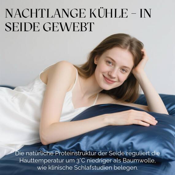 SeidenKissenbezug 40x80, Ravmix Kissenbezüge aus Seide, für Haar und Haut, mit verstecktem Reißverschluss, beide Seiten Seide, Maulbeerseide Kopfkissenbezug 40x80cm, 1 Stück, Marineblau