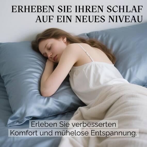 2er Set Seidenkissenbezug 40x80, Ravmix Kissenbezüge aus Seide, für Haar und Haut, mit verstecktem Reißverschluss, beide Seiten Seide, Maulbeerseide Kopfkissenbezug 40x80, 2 Stück, Feuersteinblau