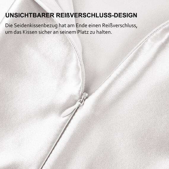 SeidenKissenbezug 40x145, Ravmix Kissenbezüge aus Seide für Haar und Haut, mit verstecktem Reißverschluss, beide Seiten Seide, Maulbeerseide Kopfkissenbezug 40x145, 1 Stück, Elfenbein