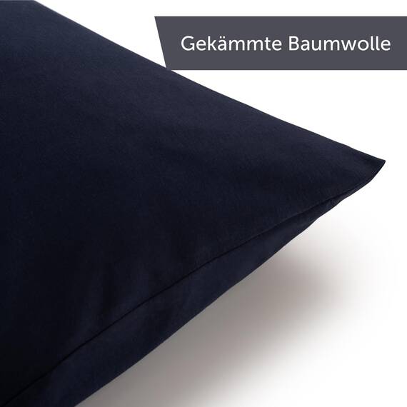 Blumtal Kissenbezug 65x65 cm (2er Set Kissenbezüge) -Dunkelblau - 100% Baumwoll-Jersey, Oeko-Tex Zertifiziert, Kissenbezüge 65x65 - Jersey Kissenhülle für Deko-Kissen 65x65 mit Reißverschluss