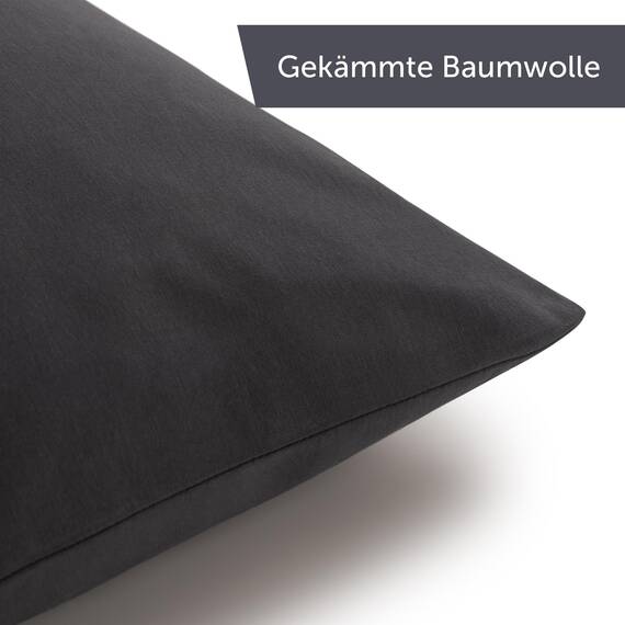 Blumtal Kissenbezug 40x40 cm (2er Set Kissenbezüge) - Anthrazit - 100% Baumwoll-Jersey, Oeko-Tex Zertifiziert, Kissenhülle 40x40 - Jersey Kopfkissenbezug für Kissen 40x40 cm mit Reißverschluss