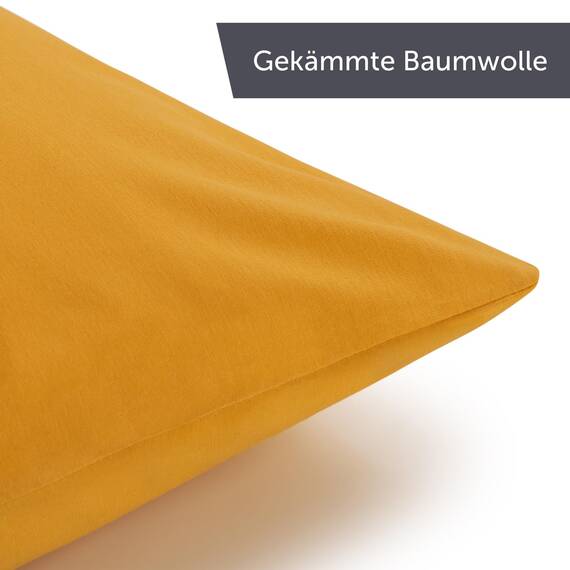 Blumtal Kissenbezug 50x70 cm (2er Set Kissenbezüge) - Gelb - 100% Baumwoll-Jersey, Oeko-Tex Zertifiziert, Kissenbezüge 50x70 - Jersey Kissenhülle für Deko-Kissen 50x70 mit Reißverschluss