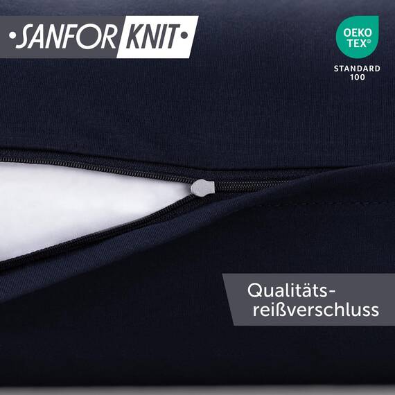 Blumtal Kissenbezug 60x60 cm (2er Set Kissenbezüge) - Dunkelblau - 100% Baumwoll-Jersey, Oeko-Tex Zertifiziert, Kissenbezüge 60x60 - Jersey Kissenhülle für Deko-Kissen 60x60 mit Reißverschluss