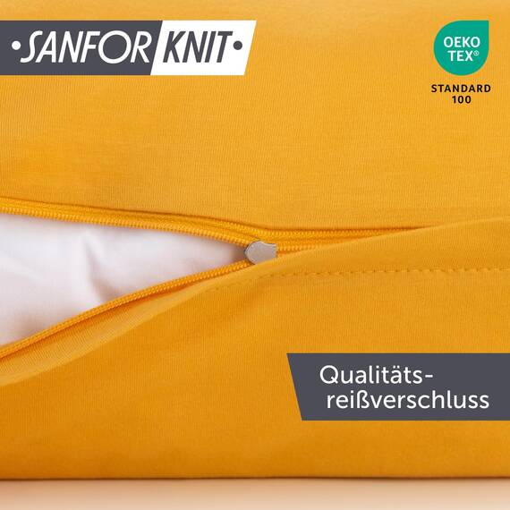 Blumtal Kissenbezug 40x40 cm (2er Set Kissenbezüge) - Gelb - 100% Baumwoll-Jersey, Oeko-Tex Zertifiziert, Kissenhülle 40x40 - Jersey Kopfkissenbezug für Kissen 40x40 cm mit Reißverschluss