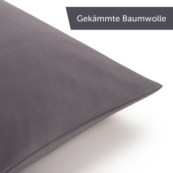 Blumtal Kissenbezug 60x60 cm (2er Set Kissenbezüge) - Grau - 100% Baumwoll-Jersey, Oeko-Tex Zertifiziert, Kissenbezüge 60x60 - Jersey Kissenhülle für Deko-Kissen 60x60 mit Reißverschluss