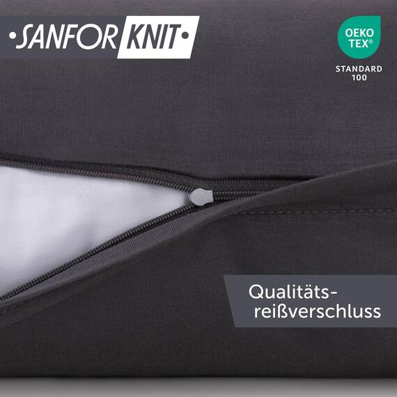 Blumtal Kissenbezug 40x40 cm (2er Set Kissenbezüge) - Anthrazit - 100% Baumwoll-Jersey, Oeko-Tex Zertifiziert, Kissenhülle 40x40 - Jersey Kopfkissenbezug für Kissen 40x40 cm mit Reißverschluss
