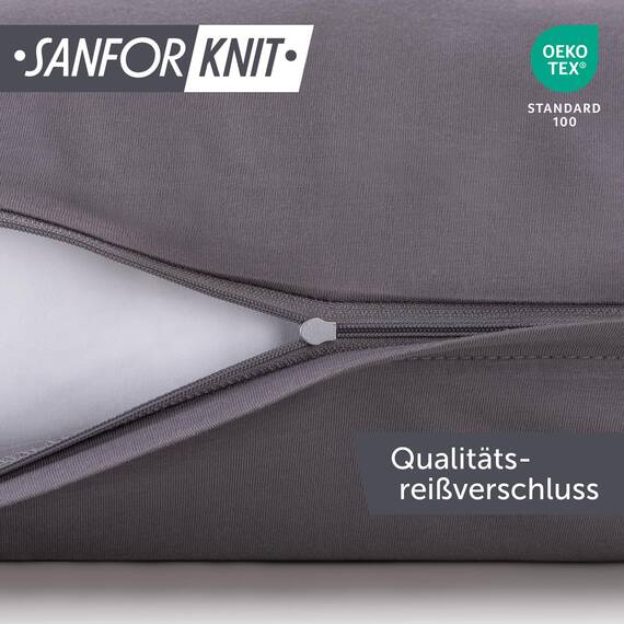 Blumtal Kissenbezug 50x50 cm (2er Set Kissenbezüge) - Grau - 100% Baumwoll-Jersey, Oeko-Tex Zertifiziert, Kissenbezüge 50x50 - Jersey Kissenhülle für Deko-Kissen 50x50 mit Reißverschluss
