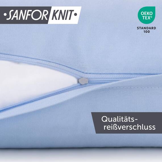Blumtal Kissenbezug 50x50 cm (2er Set Kissenbezüge) - Blau - 100% Baumwoll-Jersey, Oeko-Tex Zertifiziert, Kissenbezüge 50x50 - Jersey Kissenhülle für Deko-Kissen 50x50 mit Reißverschluss
