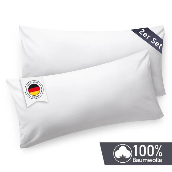 Blumtal Kissenbezug 50x70 cm (2er Set Kissenbezüge) - Weiß - 100% Baumwoll-Jersey, Oeko-Tex Zertifiziert, Kissenbezüge 50x70 - Jersey Kissenhülle für Deko-Kissen 50x70 mit Reißverschluss