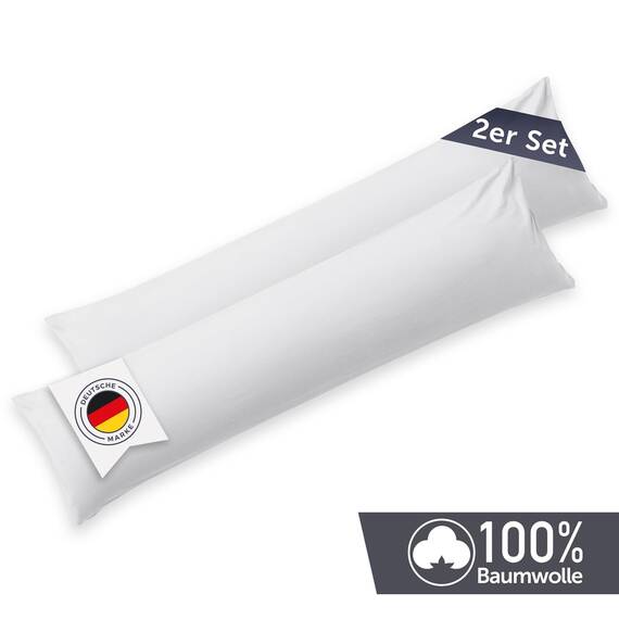 Blumtal Seitenschläferkissen Bezug 40 x 145 (2er Set Kissenbezüge) - Weiß - 100% Baumwolle, Oeko-Tex Zertifiziert, Kissenbezug für Seitenschläferkissen, Kissenhülle mit Reißverschluss