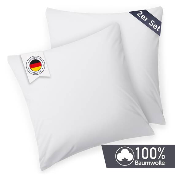 Blumtal Kissenbezug 50x50 cm (2er Set Kissenbezüge) - Weiß - 100% Baumwoll-Jersey, Oeko-Tex Zertifiziert, Kissenbezüge 50x50 - Jersey Kissenhülle für Deko-Kissen 50x50 mit Reißverschluss