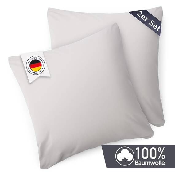 Blumtal Kissenbezug 65x65 cm (2er Set Kissenbezüge) - Hellgrau - 100% Baumwoll-Jersey, Oeko-Tex Zertifiziert, Kissenbezüge 65x65 - Jersey Kissenhülle für Deko-Kissen 65x65 mit Reißverschluss
