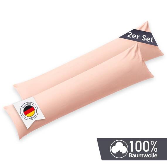 Blumtal Seitenschläferkissen Bezug 40 x 145 (2er Set Kissenbezüge) - Dusty Pink - Rosa - 100% Baumwolle, Oeko-Tex Zertifiziert, Kissenbezug für Seitenschläferkissen, Kissenhülle mit Reißverschluss