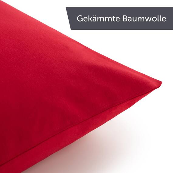 Blumtal Kissenbezug 60x60 cm (2er Set Kissenbezüge) - Rot - 100% Baumwoll-Jersey, Oeko-Tex Zertifiziert, Kissenbezüge 60x60 - Jersey Kissenhülle für Deko-Kissen 60x60 mit Reißverschluss