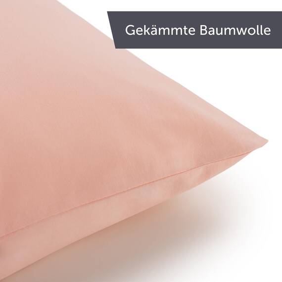 Blumtal Kissenbezug 40 x 80 cm (2er Set Kissenbezüge) - Dusty Pink - Rosa - 100% Baumwoll-Jersey, Oeko-Tex Zertifiziert, Kopfkissenbezug 40x80 - Jersey Kissenhülle für Kissen 40x80 cm Reißverschluss