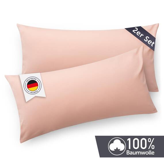 Blumtal Kissenbezug 40x60 cm (2er Set Kissenbezüge) - Dusty Pink - Rosa - 100% Baumwoll-Jersey, Oeko-Tex Zertifiziert, Kopfkissenbezug 40x60 - Jersey Kissenhülle - Bezug für Nackenstützkissen