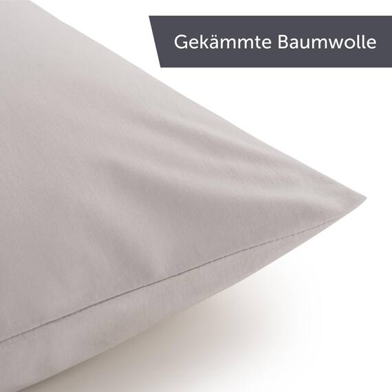 Blumtal Kissenbezug 80x80 cm (2er Set Kissenbezüge) - Hellgrau - 100% Baumwoll-Jersey, Oeko-Tex Zertifiziert, Kopfkissenbezug 80x80 - Jersey Kissenhülle für Kissen 80x80 cm mit Reißverschluss