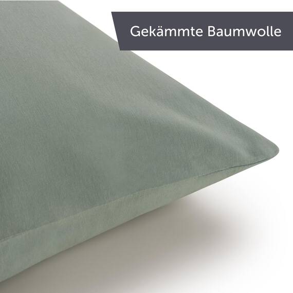 Blumtal Kissenbezug 40x40 cm (2er Set Kissenbezüge) - Hellgrün - 100% Baumwoll-Jersey, Oeko-Tex Zertifiziert, Kissenhülle 40x40 - Jersey Kopfkissenbezug für Kissen 40x40 cm mit Reißverschluss