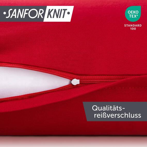 Blumtal Jersey Kissenbezug 70x90 im 2er Set - Oeko-TEX zertifizierte Kopfkissenbezüge 70x90 aus 100% Baumwolle - weiche Kissenhülle für Kissen 70x90 cm mit Reißverschluss - Rot