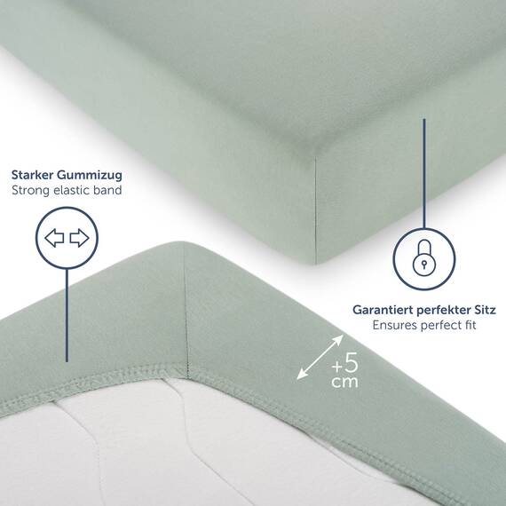 Blumtal® Premium Spannbettlaken 90x200cm 2er Set Jersey - Oeko-TEX zertifiziertes Bettlaken 90x200cm Baumwolle 100% - Spannbettlaken Boxspringbett - Laken 90x200 - Summer Green - Grün