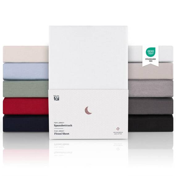 Blumtal® Premium Spannbettlaken 120x200cm Jersey Boxspringbetten im 2er Set - Oeko-TEX zertifiziertes Bettlaken 120x200cm Baumwolle 100% - Spannbetttuch 120x200 - Spannbettlaken Boxspringbett - Weiß