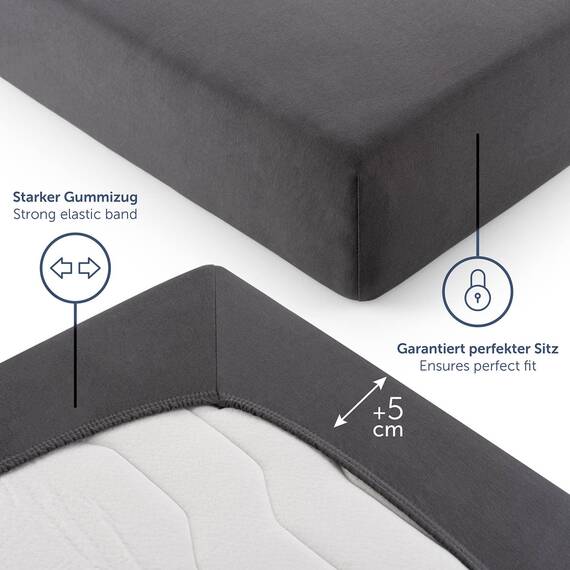 Blumtal® Premium Spannbettlaken-120x200cm Jersey Boxspringbetten im 2er Set - Oeko-TEX zertifiziertes Bettlaken 120x200cm Baumwolle 100% - Spannbetttuch 120x200/Spannbettlaken Boxspringbett Anthrazit