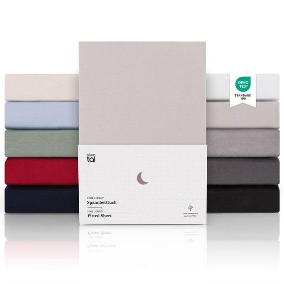 Blumtal® Premium Topper Spannbettlaken 180x200 cm Jersey - Oeko-TEX Zertifiziert Baumwolle Bezug Grau