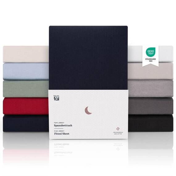 Blumtal® Premium Jersey Spannbettlaken 180x200 2er Set - OEKO-TEX zertifiziertes Bettlaken 180x200 - Spannbettlaken 180x200cm Baumwolle - Spannbettlaken Baumwolle 180x200cm- Spannbetttuch 180x200 Blau