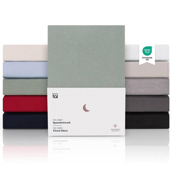 Blumtal Premium Jersey Spannbettlaken, 160 x 200 cm, Baumwolle, 150 g/m², Matratzenhöhe bis 25 cm, hypoallergen, knitterfrei, Öko-Tex Zertifiziert, Summer Green, Grün