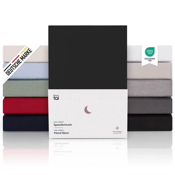 Blumtal® Premium Spannbettlaken 270x200 cm Boxspringbett Jersey - Oeko-TEX zertifiziertes Bettlaken 200x270 Baumwolle - Spannbettlaken 270x200 Familienbett - Laken 270x200 Familienbett in Schwarz