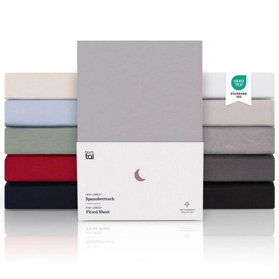 Blumtal Spannbettlaken, 200 x 200 cm – 100 % Premium-Baumwolle, Matratzenhöhe bis 10 cm, hypoallergen, knitterfrei – Grau (x 1)