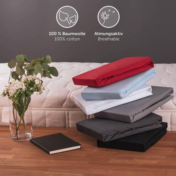 Blumtal Spannbettlaken, 200 x 200 cm – 100 % Premium-Baumwolle, Matratzenhöhe bis 10 cm, hypoallergen, knitterfrei – Grau (x 1)