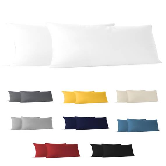 Dreamzie Kopfkissenbezug, 40 x 145 cm (2 Stück), 100% Baumwolle, Jersey, 150 g/m², weiß, Kissenbezug 40 x 145 cm, Baumwolle, strapazierfähig, hypoallergen, für Kopfkissen