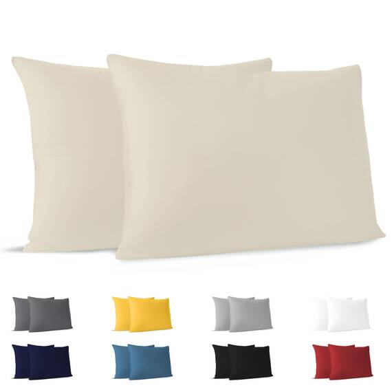 Dreamzie Kissenbezug 30x50 (Set mit 2) - 100% Jersey Baumwolle 150 g/qm Kissenbezüge -Beige - Für Kissenbezug 50x30 cm - Kissenhülle - Resistent und Hypoallergen