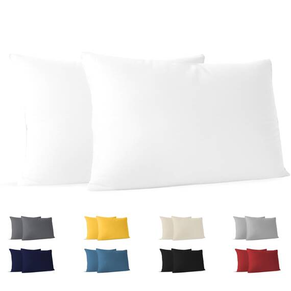 Dreamzie Kissenbezug 40x70 (Set mit 2) - 100% Jersey Baumwolle 150 g/qm Kissenbezüge -Weiß - Für Kissen 40x70 cm - Kissenhülle - Kissenbezug - Resistent und Hypoallergen