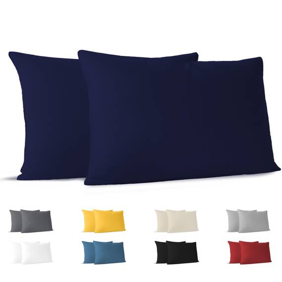 Dreamzie Kissenbezug 40x70 (Set mit 2) - 100% Jersey Baumwolle 150 g/qm Kissenbezüge -Dunkelblau - Für Kissen 40x70 cm - Kissenhülle - Kissenbezug - Resistent und Hypoallergen