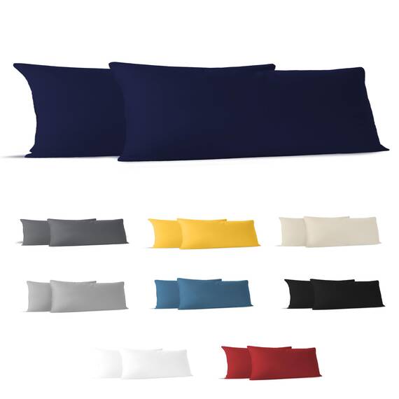 Dreamzie Kopfkissenbezug, 40 x 145 cm (2 Stück), 100% Baumwolle, Jersey, 150 g/m², dunkelblau, Kissenbezug 40 x 145 cm, Baumwolle, strapazierfähig, hypoallergen, für Kopfkissen