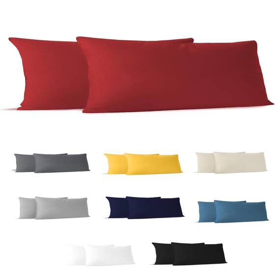 Dreamzie Kopfkissenbezug, 40 x 145 cm (2 Stück), 100% Baumwolle, Jersey, 150 g/m², rot, Kissenbezug 40 x 145 cm, Baumwolle, strapazierfähig, hypoallergen, für Kopfkissen