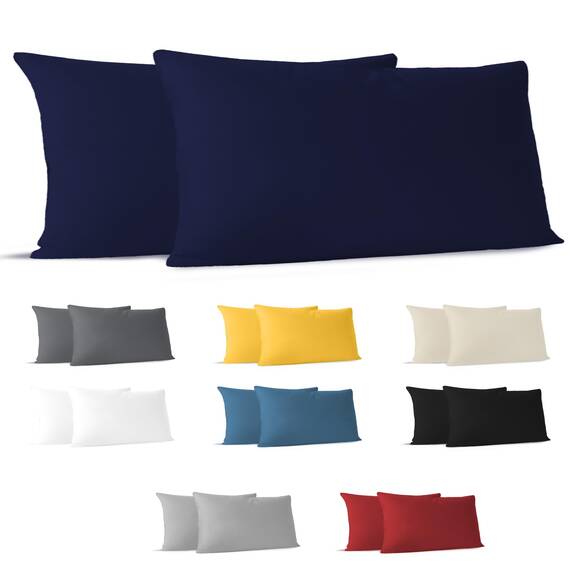 Dreamzie Kissenbezug 40 x 80 (Set mit 2) - 100% Jersey Baumwolle 150 g/qm Kissenbezüge -Dunkelblau - Für Kissen 40 x 80 cm - Kissenhülle - Kissenbezug - Resistent und Hypoallergen