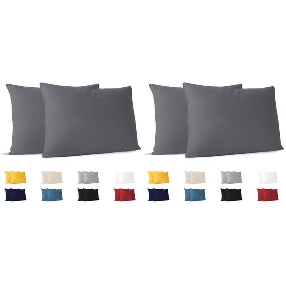 Dreamzie Kissenbezug 40x60 (Set mit 2) - 100% Jersey Baumwolle 150 g/qm Kissenbezüge -Anthrazit - Für Kissen 40 x 60 cm - Kissenhülle - Kissenbezug - Resistent und Hypoallergen (Packung mit 2)