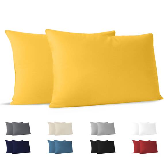 Dreamzie Kissenbezug 40x70 (Set mit 2) - 100% Jersey Baumwolle 150 g/qm Kissenbezüge -Gelb - Für Kissen 40x70 cm - Kissenhülle - Kissenbezug - Resistent und Hypoallergen