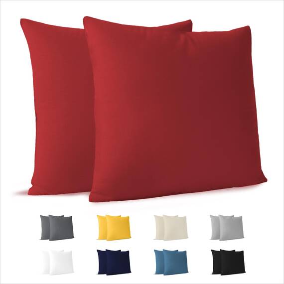 Dreamzie Kopfkissenbezug, 50 x 50 cm (2 Stück), 100% Baumwolle, Jersey, 150 g/m², rot, Kissenbezug 50 x 50 cm, Baumwolle, strapazierfähig, hypoallergen, für Kopfkissen